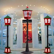 聖誕裝飾電動音樂飄雪路燈擺件大廳櫥窗場景布置道具堆頭新年掛飾