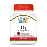 21st Century Vitamin D3 10 mcg. / 400 IU (100Tablets) วิตามินดี3
