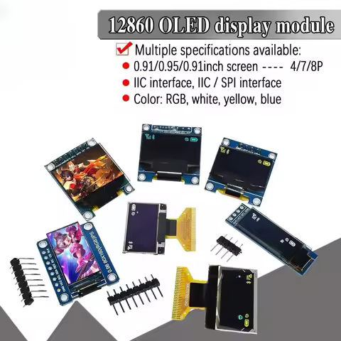 Yellow Blue color 4Pin 7Pin128X64 OLED LCD LED TFT Display Module For Arduino 0.91 0.95 0.96 I2C IIC
