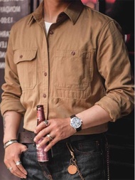 American Pure Cotton Shirt South Men Engineer Overalls Tops Ami Khaki Long-Sleeved Overalls Shirts