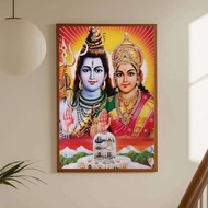 Moetch | Hindu God Goddess Lord Shiv Parvati Ganesha Hanuman Poster Sticker Print Waterproof Wall Ar