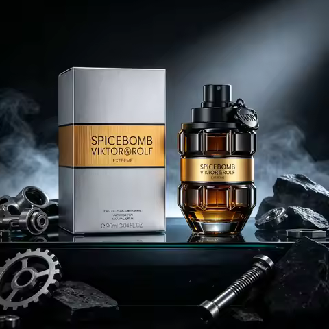 Viktor & Rolf Spicebomb Men's Fragrance, 90ml; spicy, woody, and leather notes; long-lasting (12–14 