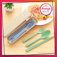 [Wheat Spoon] Cutlery Set Cutlery Spoon Fork Chopsticks Travel Set
