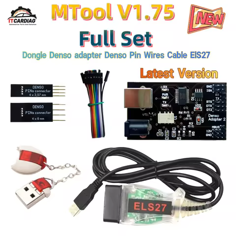 NEW! MTool V1.75 Mileage KM Adjustment Correction Tool Read/Write Full Set Dongle Denso adapter Dens