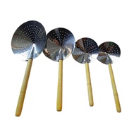 [DEAOFFICIAL] STAINLESS STEEL SCOOPER - STAINLESS SCOOPER WITH WOODEN HANDLE - FRYING SCOOPER WITH W