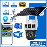 V380  Solar Camera 2-lens 4G Sim Card Wifi IP Wireless CCTV Motion Detection Smart Home Security Protection 360 Waterproof IP66 CCTV Surveillance Cameras Phone Remote View
