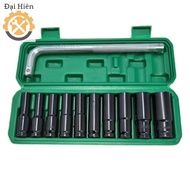 ComBo of 10 Black Socket Heads 78mm long, 1/2 inch system From 8 to 24 (Free L-shaped Tightening Rod