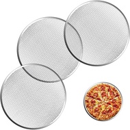 3 Keping Skrin Pizza 12 Inci, Loyang Pizza Bulat Aloi Aluminium untuk Ketuhar, Dulang Pembakar Pizza