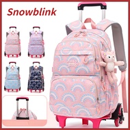 Large Capacity School Trolley bag for Girls 2/6Wheels Primary School Backpacks Pink Purple Blue Scho
