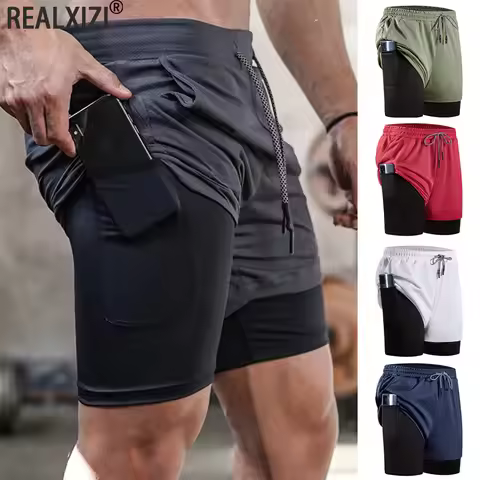 Men's Compression Gym Running Sports Shorts 2 in 1 Quick Dry Workout Training Gym Fitness Jogging Sh