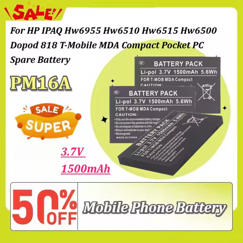 3.7V 1500mAh Li-Polymer Replacement Battery PM16A For HP IPAQ Hw6955 Hw6510 Hw6515 Dopod 818 T-Mobil