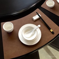 Mat Dining Table Anti-Mat Waterproof Round Table Oil Fan-Shaped Table Leather Dining Chinese Hotel M