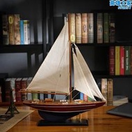 一帆風順帆船模型擺件美式單杆船實木工藝禮品擺飾家居裝飾創意生日禮物