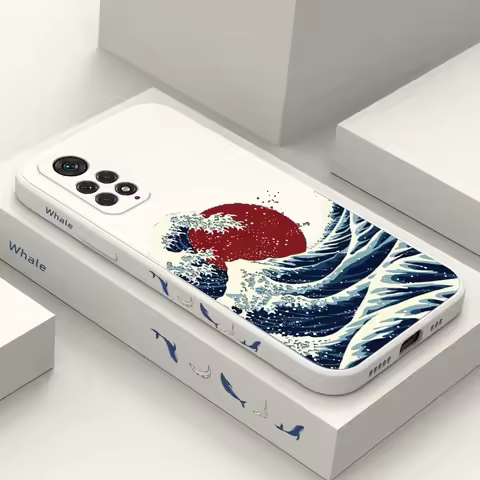 Red Sun Sea Waves Phone Case For Xiaomi Redmi Note 14 13 12 11 11S 10 10S Pro Plus 5G Max 13C 12C 14