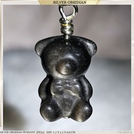 🖤SILVER OBSIDIAN BEAR PENDANT*PREMIUM GRADE*Mexico [PZ32] -Only 1 Pcs- Protection · Strength · Inner