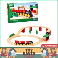 [sgstock] BRIO World - 33424 Classic Deluxe Railway Set | 25 Piece Train Toy with Accessories and Wooden Tracks for Kids
