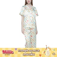 Wacoal Collection Millie &amp; Friends ชุดนอนกันโป๊ รูปแบบเสื้อแขนสั้น กางเกงขายาว พิมพ์ลาย Millie and Friends แบบตาราง รุ่น WN7D20
