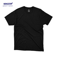 HITAM Aracstm BASIC - ADEM 30S BLACK PLAIN T-SHIRT | Plain TSHIRT 30S