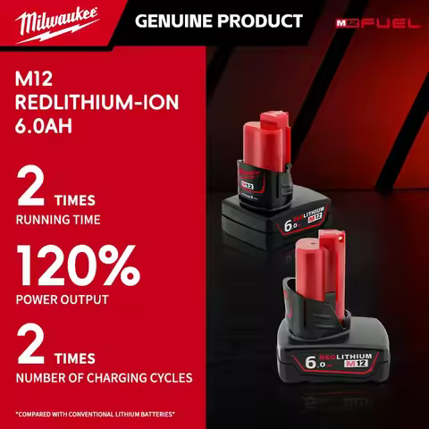 Original Milwaukee M12 battery, M12B6, M12B5, 6000mAH, m12-18FC charger, rechargeable portable Milwa
