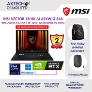 MSI Vector 18 HX AI A2XWIG-644 18" QHD+ Gaming Laptop ( Ultra 9 275HX, 32GB, 1TB SSD, RTX 5070Ti 12G