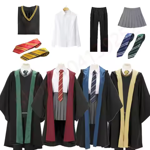 ❤2026★ Harrypott Hogwarts Costume Hermione Granger Cosplay Adult Wizard School Uniform Hooded Cape C