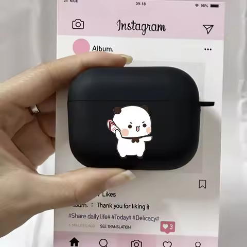 Funny Cartoon Bubu Dudu Couple Earphone Case For AirPods Pro3 2 1 Black Soft Silicone Headphone Cove