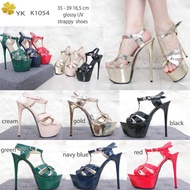 PROMO - YKSHOES 1054 HEELS 17CM SHOES IMPORT BARTIER DIVA LADIES GOLD GREEN