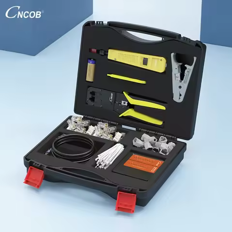 Rj45 Crimping Tool Set , 10 in 1 Portable Network Repair Box Cable Tester Plier Crimping Crimper Cla