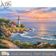 *5D DIY Full Drill Diamond Painting Seaside Lighthouse Sunrise Scenery Cross Stitch Embroidery Kits
