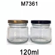 120ml (4oz) Glass Jar Container // Straight Glass Jar ( Metal Lug Cap) M-7361