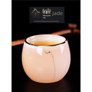高檔龍蛋主人杯茶杯玉瓷中式水墨風單杯鎏金功夫茶具個人專用茶盞