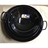 Iron Wok | Black Enamel Wok | Double Handle Enamel Wok | Stir-Fry Wok | Kuali Hitam | Kuali Besi