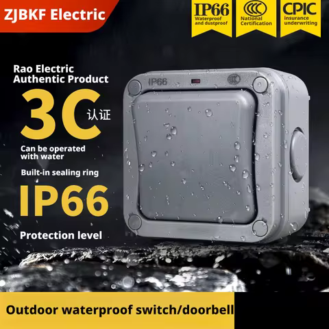 Outdoor Wall Light Switches IP66 Waterproof Weatherproof Push Button Switch 1 2 Gang 2 Way Doorbell 