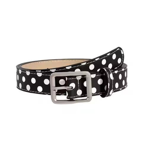 Trendy Vintage Polk Dot Women Belts Y2K Girls Pin Buckle Belt Waistband Jeans Belts PU Leather Waist