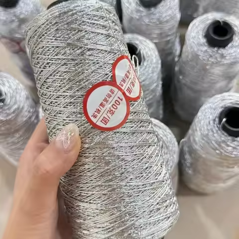 100g/Ball Encase Core Silver Yarn Metalic Silk Thread Color Gold Yarn for Hand Knitting Diy Crochet 