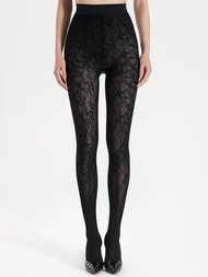 Nữ Màu Đen Thời Trang Fishnet Quần Ren Họa Tiết Lưới Quần Legging Cao Cấp Co Giãn Thoáng Khí Độ Dày 