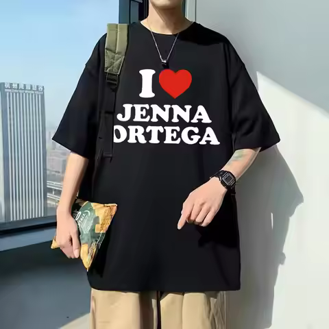 I Love Jenna Ortega T Shirt Tops Summer Men's Hip Hop Loose Short Sleeve Tees Men Women Fashion Casu