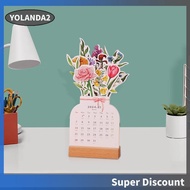 [yolanda2.sg] 2024 Bloomy Flowers Desk Calendar Aesthetic Monthly Desk Planner for Table Decor