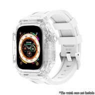 ชุดดัดแปลงเคสโปร่งใสสำหรับนาฬิกา Apple 8 7 45สายรัดข้อมือสายนาฬิกาสำหรับ I Watch Series 6 SE 5 44MM 41MM 40MM