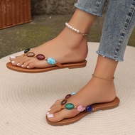 selipar perempuan selipar wanita sandal perempuan Cross-Border Women's Summer Fashion Flat Flip-Flop