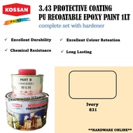 (IVORY) 1LT KOSSAN PAINT PU PAINT EPOXY PU 3.43 FOR METAL/FLOOR/BOAT/TILE