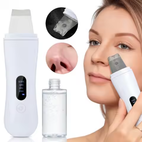 Ultrasonic Skin Scrubber Skin Spatula Ion Deep Face Cleaning 4 Modes Facial Lifting Ultrasonic Clean