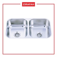 Stainless Steel Double Kitchen Sink (L) 82.6cm X (W) 46.4cm X (H) 23cm