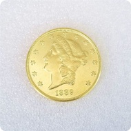 America 1889 Gold Coin Brass Material Commemorative Coin Copy Coin 3.13+-/+ -/