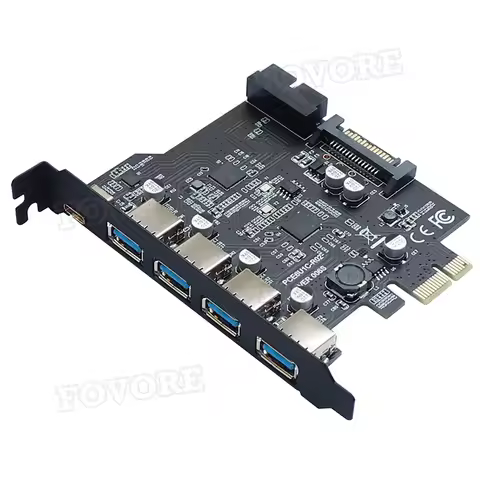 Add On Card USB 3.0 PCI-E Type C Expansion Card PCI Express PCI-E to USB 3.0 Controller 5Port + 1Por