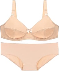 Women's underwear suit set bra underwear big chest non-filled underwear (Color : A2E0L, Size : Nude)