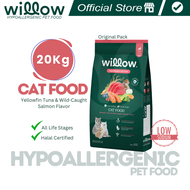 20kg Willow HYPOALLERGENIC CAT Food All Life stages Yellowfin tuna and Salmon flavor  - Willow
