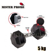 Dumbell Dumble Barbell hexagonal Rubber ROX 5 kg 5kg Original