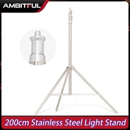 AMBITFUL 200cm 78.7 inches Stainless Steel Heavy Duty Light Stand Tripod with for Photo Studio Softb