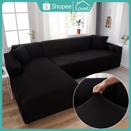 【Black】 1/2/3/4 Seater Sofa Cover L Shape Universal Couch Cover Sofa Slipcover Sofa Protector